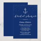 Invitation Ancre marine Fête des mariées bleue (Devant / Derrière)