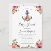 Invitation Ancre marine  florale Baby shower de la flotte (Devant)