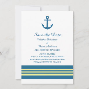 Invitation Ancre marine jaune bleu Enregistrer l'Invitation d
