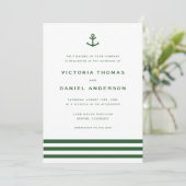 Invitation Ancre moderne Emerald Green Mariage nautique (Debout devant)