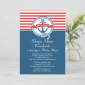 Invitation Ancre moderne Nautical Sailboat Baby shower Boy (Debout devant)