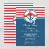 Invitation Ancre moderne Nautical Sailboat Baby shower Boy (Devant / Derrière)