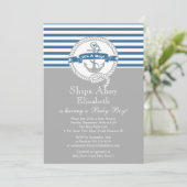 Invitation Ancre moderne Nautical Sailboat Baby shower Boy (Debout devant)