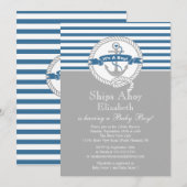 Invitation Ancre moderne Nautical Sailboat Baby shower Boy (Devant / Derrière)