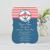 Invitation Ancre moderne Nautical Sailboat Baby shower Boy (Debout devant)