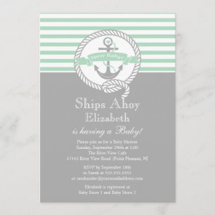 Invitation Ancre moderne Nautique NeutreDouche bébé