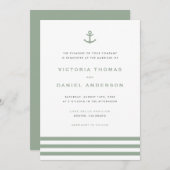 Invitation Ancre moderne Sage Green Mariage nautique (Devant / Derrière)