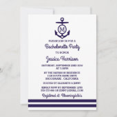 Invitation Ancre Monogramme Bachelorette Nautique (Devant)