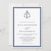 Invitation Ancre Monogramme White Marine Mariage nautique (Devant)