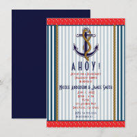 Ancre Naautique Rayures Et Points Rouges Blancs Bl