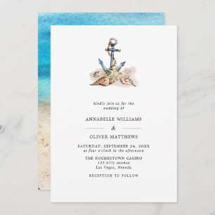 Invitation Ancre Nautical Beach Mariage d'été