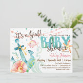 Invitation Ancre nautique Baby shower invitation, Fille (Debout devant)