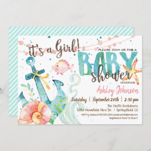Invitation Ancre nautique Baby shower invitation, Fille