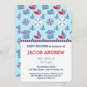 Invitation Ancre nautique baby shower Motif nautique (Devant / Derrière)