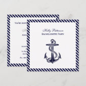 Invitation Ancre nautique Bachelorette de diag de marine 2SQ (Devant / Derrière)