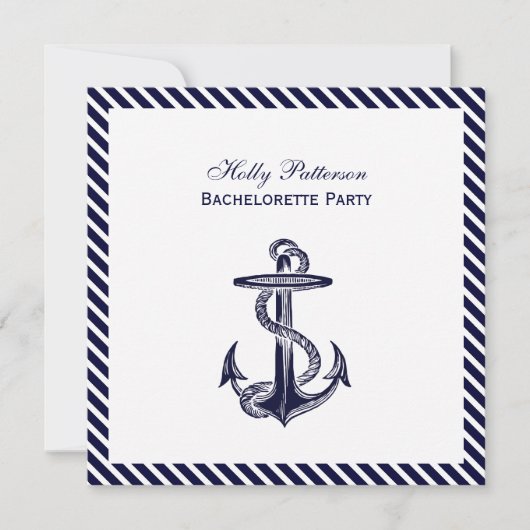 Invitation Ancre nautique Bachelorette de diag de marine 2SQ (Devant)