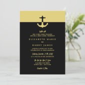 Invitation Ancre nautique - Black Gold - Mariage plage (Debout devant)