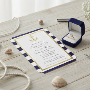 Invitation Ancre nautique Bleu Bleu de la Marine