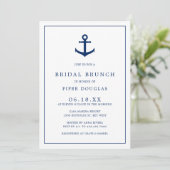 Invitation Ancre nautique Bleu Bleu Élégant Brunch nuptial (Debout devant)