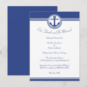 Invitation Ancre nautique bleu marine Dîner de répétition Inv (Devant / Derrière)