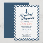 Invitation Ancre nautique Blue Chevron Stripes Fête des marié (Devant / Derrière)
