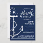 Invitation Ancre nautique Brunch Bubbly Fête des mariées Mari (Devant)