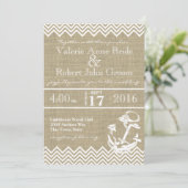 Invitation Ancre nautique Chevron Mariage (Debout devant)