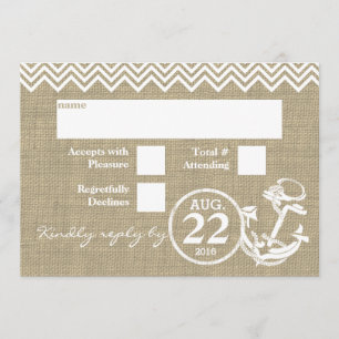 Invitation Ancre nautique Chevron Wedding RSVP