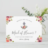 Invitation Ancre nautique Chic Floral Be My Maid of Honor (Debout devant)