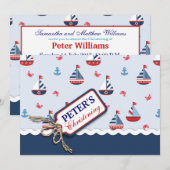 Invitation Ancre nautique Crabe Baptême Noël (Devant / Derrière)