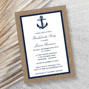 Invitation Ancre Naútíque de la Maríne sur Burlap Partíe de F