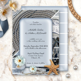 Invitation Ancre nautique Dusty Blue Beach Mariage