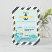 Invitation Ancre nautique et Baby shower en bande (Debout devant)