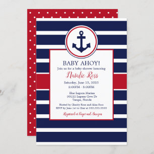 Invitation Ancre nautique été Ahoy! Baby shower garçon