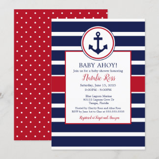 Invitation Ancre nautique été Ahoy! Baby shower garçon