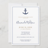 Invitation Ancre nautique Fête des mariées Blue White Gold (Devant)