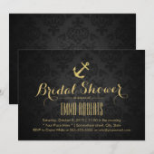 Invitation Ancre nautique Fête des mariées moderne Black & Go (Devant / Derrière)