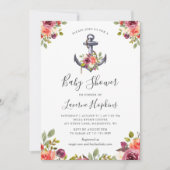 Invitation Ancre nautique Floral Boy Baby shower (Devant)