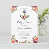 Invitation Ancre nautique Floral Boy Baby shower (Debout devant)
