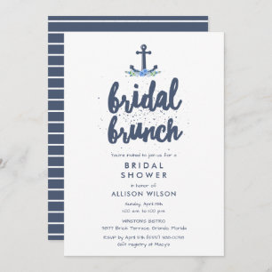 Invitation Ancre nautique Floral Bridal Brunch Douche