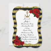 Invitation Ancre nautique Gold Black Stripes Bachelorette (Devant)