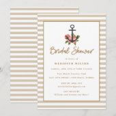 Invitation Ancre nautique Gold Fête des mariées (Devant / Derrière)