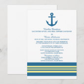 Invitation Ancre Nautique Jaune Bleu Inviter (Devant / Derrière)