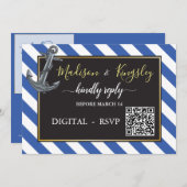Invitation Ancre nautique Mariage à voile DIGITAL RSVP (Devant / Derrière)