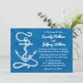 Invitation Ancre nautique Mariage de couleur bleu marine (Debout devant)