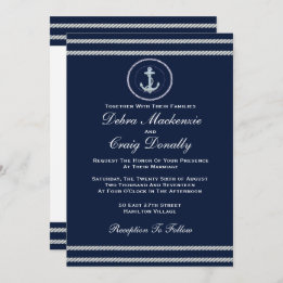 Invitation Ancre nautique, Mariage de marine