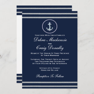 Invitation Ancre nautique, Mariage de marine