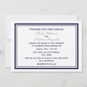 Invitation Ancre nautique Marine bleu encadré 2H Mariage (Dos)