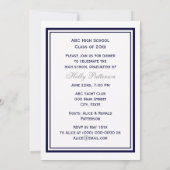 Invitation Ancre nautique Marine Bleu encadré 2V Graduation (Dos)