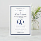 Invitation Ancre nautique, marine et Mariage blanc (Debout devant)
